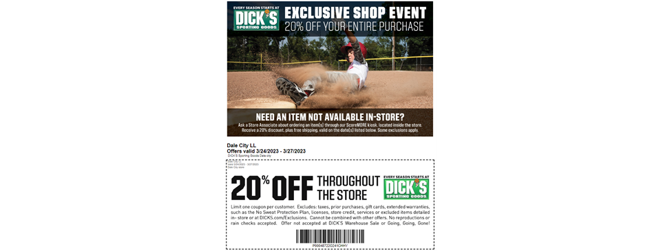 20% DCLL Days at Dick's 3/24-27/23
