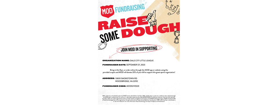 Dale City Little League Fundraiser with MOD Pizza